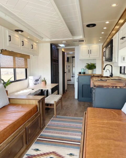 RV kitchen and living area renovation by Forge and Trek