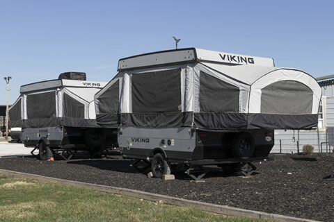 A pop-up camper, also known as a folding camper or tent trailer, is a type of recreational vehicle that can be collapsed or "popped-up" for travel and then set up for camping.