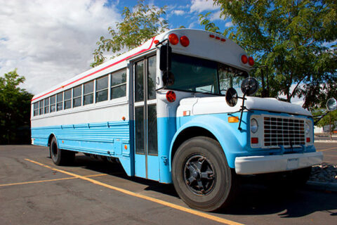 A Skoolie is a nickname for a school bus that has been converted into a recreational vehicle or a mobile home.